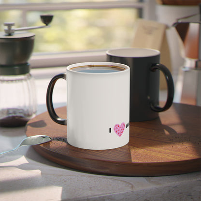 Lake Eildon coffee mug - reveals pink heart as the mug heats up