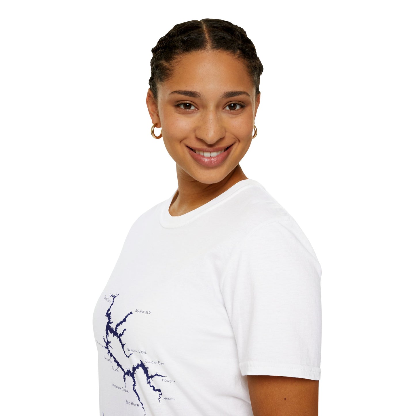 Lake Eildon Map T-Shirt in White