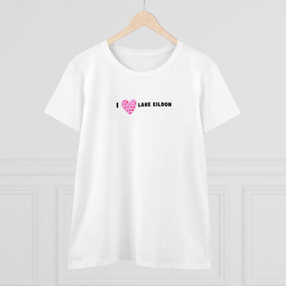 Women's Lake Eildon Heart T-shirt, Pink Heart on White