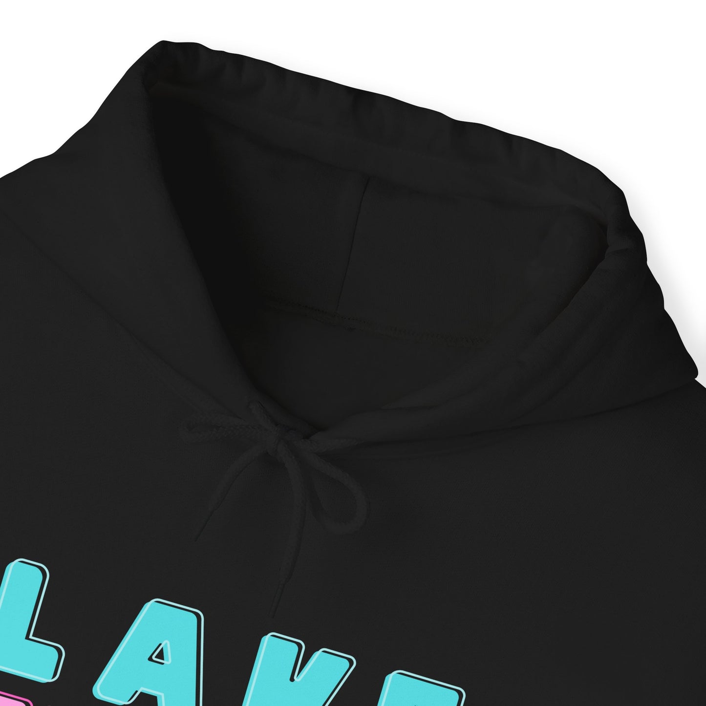 Lake Eildon Hoodie, Pastel Pink and Blue on Black