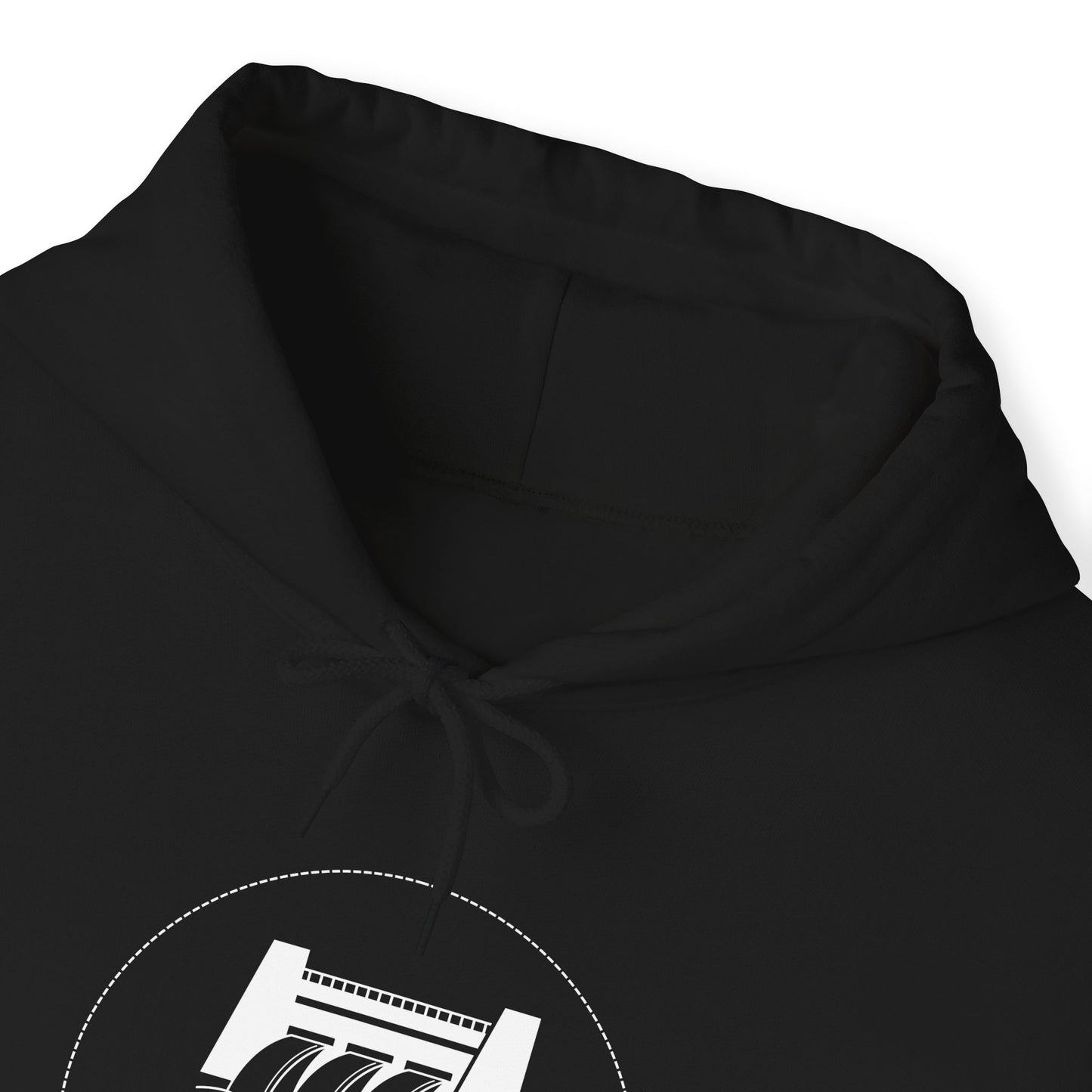 Lake Eildon Hoodie, Spillway in White on Black