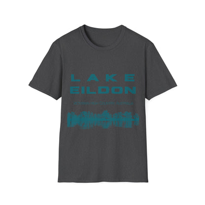 Lake Eildon Reflection T-Shirt, Teal on Dark Heather Grey