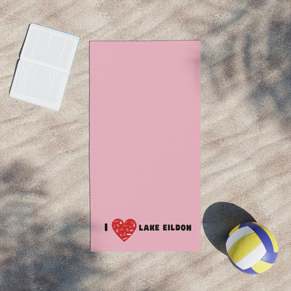 Lake Eildon Love, Beach Towel in Pink