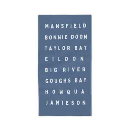 Lake Eildon Locations Beach Towel in Darker Blue-Grey