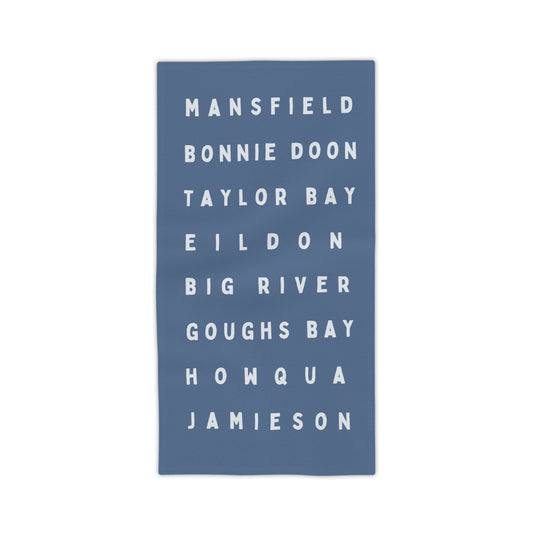 Lake Eildon Locations Beach Towel in Darker Blue-Grey