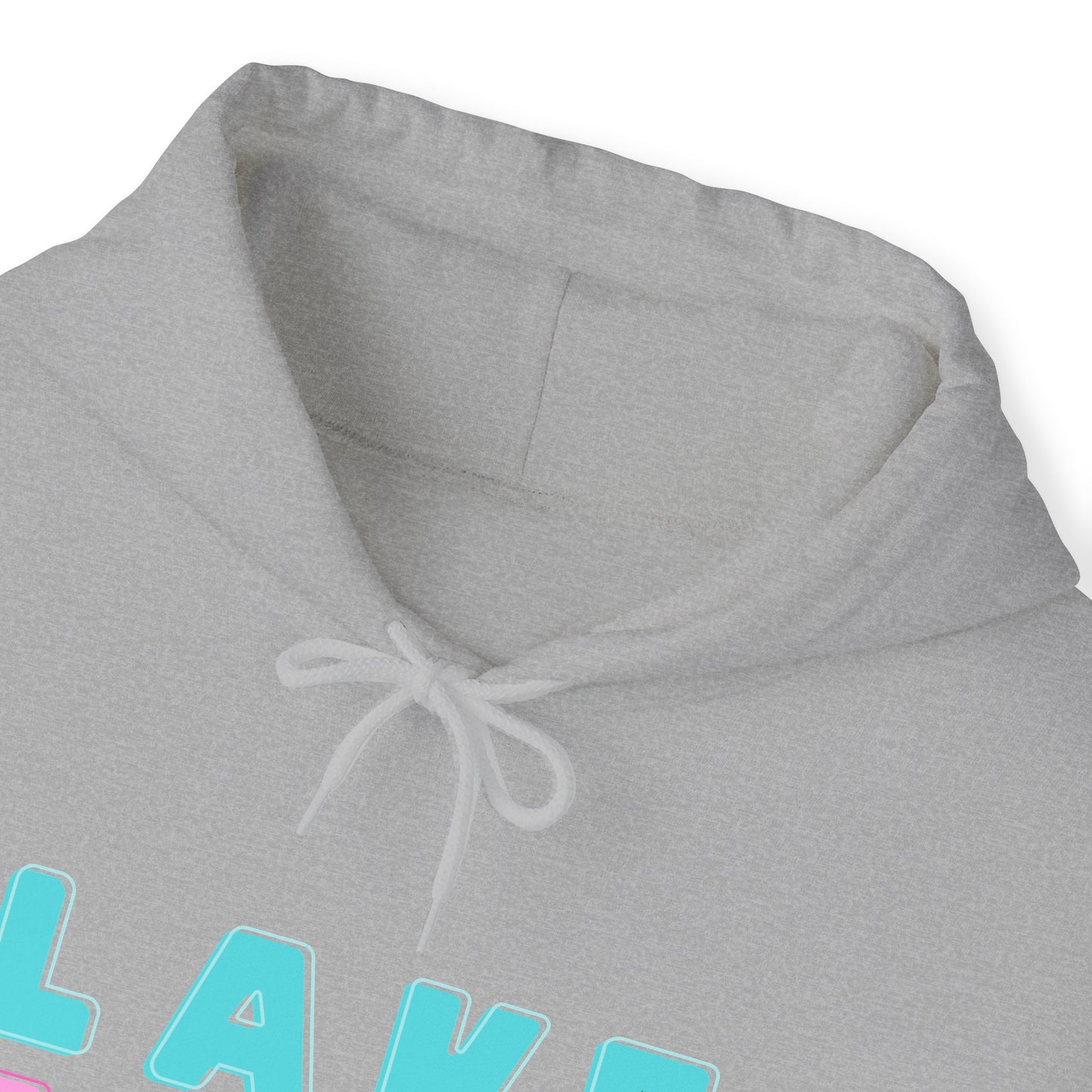 Lake Eildon Hoodie, Pastel Pink and Blue on Grey