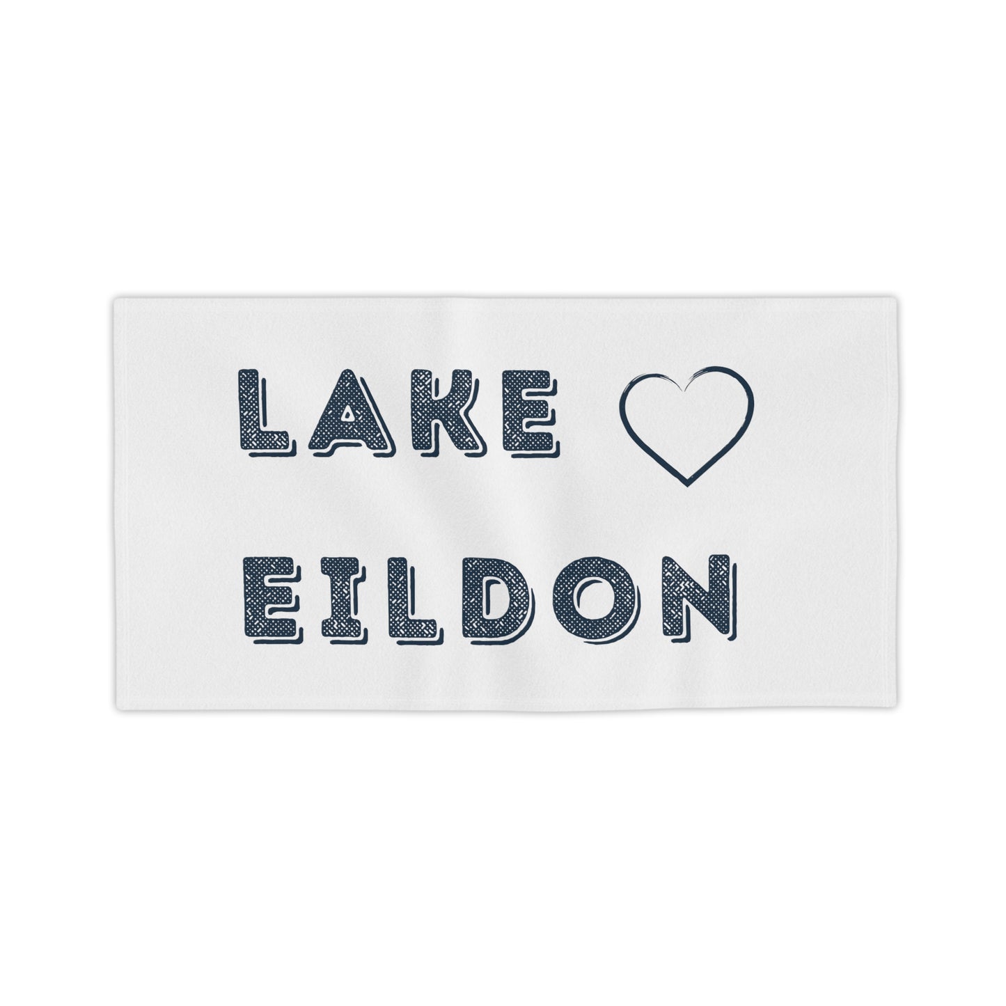 Lake Eildon Love, Beach Towel, Navy on White