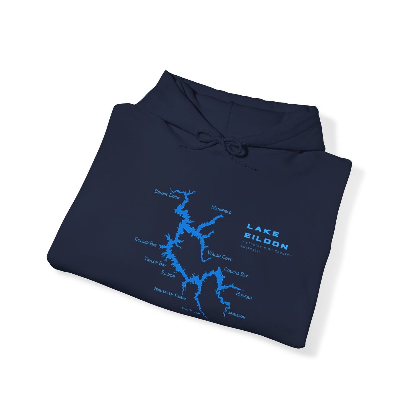 Lake Eildon Map Hoodie in Navy