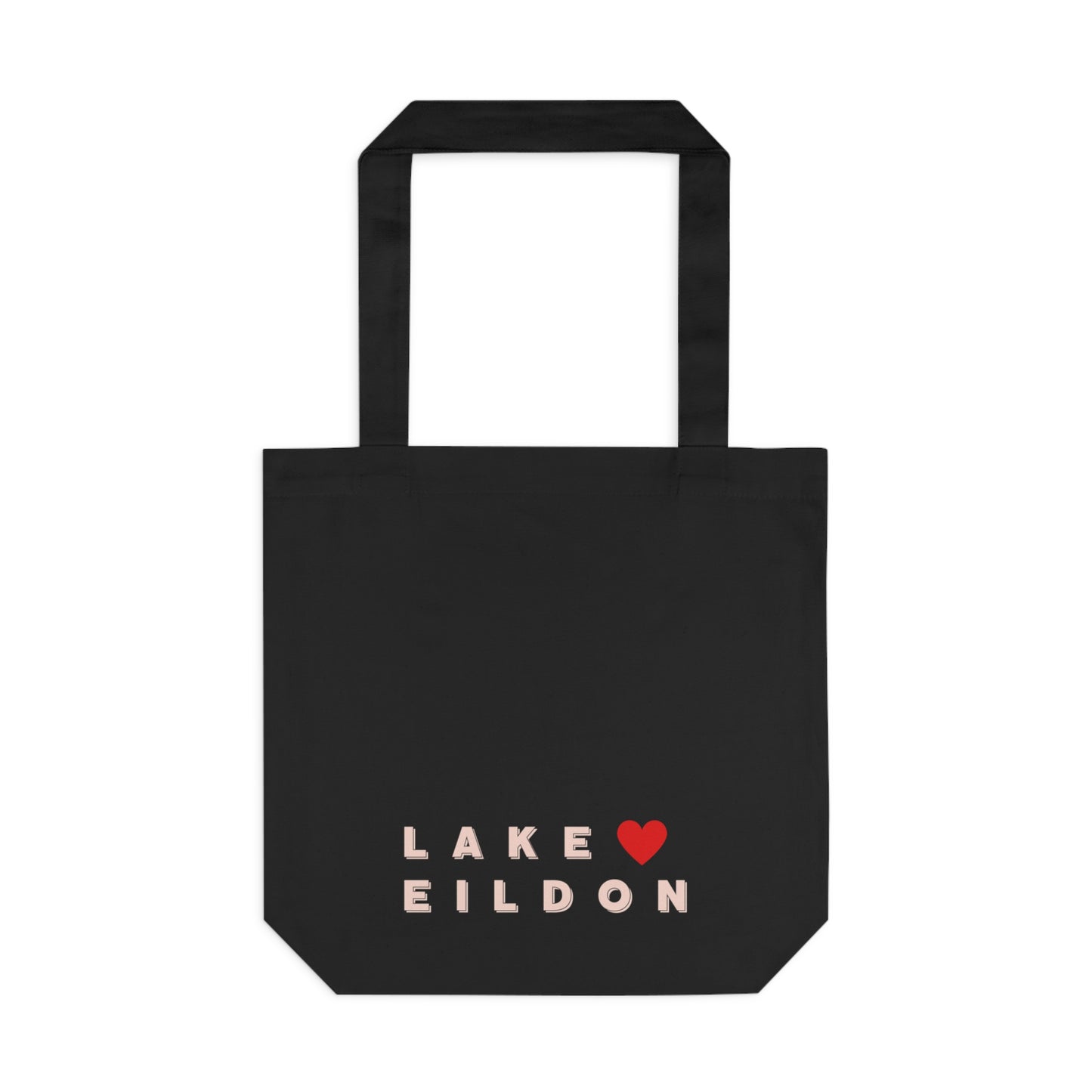 Lake Eildon Love, Cotton Tote Bag, Peach on Black