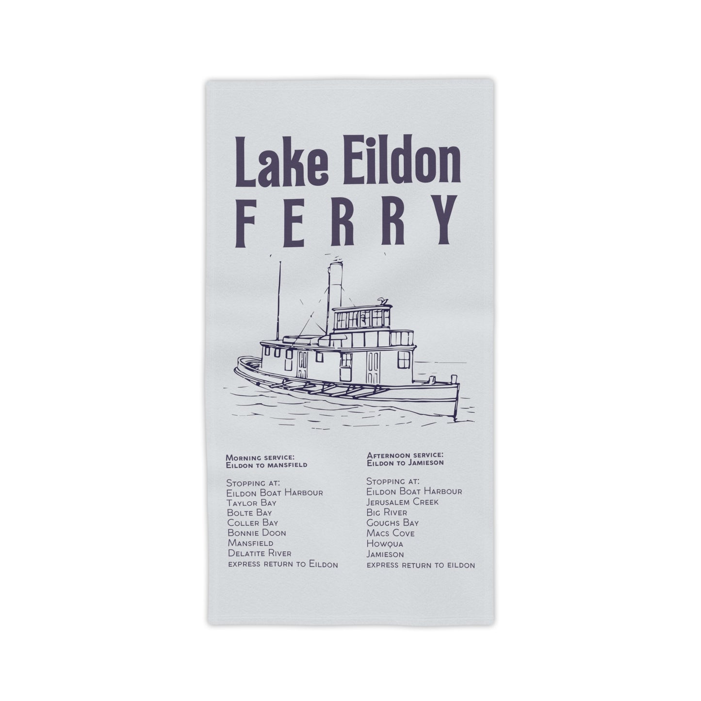 Lake Eildon Ferry Beach Towel in Silver Grey