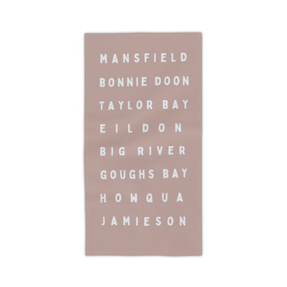 Lake Eildon Locations Beach Towel in Chocolate Beige