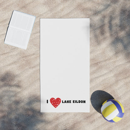 Lake Eildon Love, Beach Towel in White