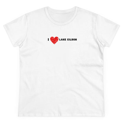 Women's Lake Eildon Heart T-shirt, Red Heart on White