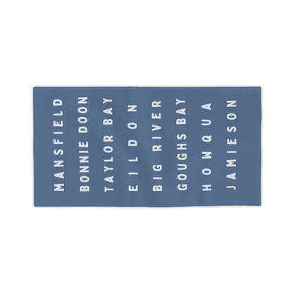 Lake Eildon Locations Beach Towel in Darker Blue-Grey