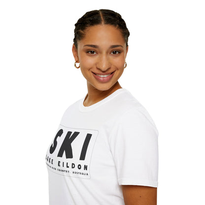 Lake Eildon Ski T-Shirt, Black Text on White