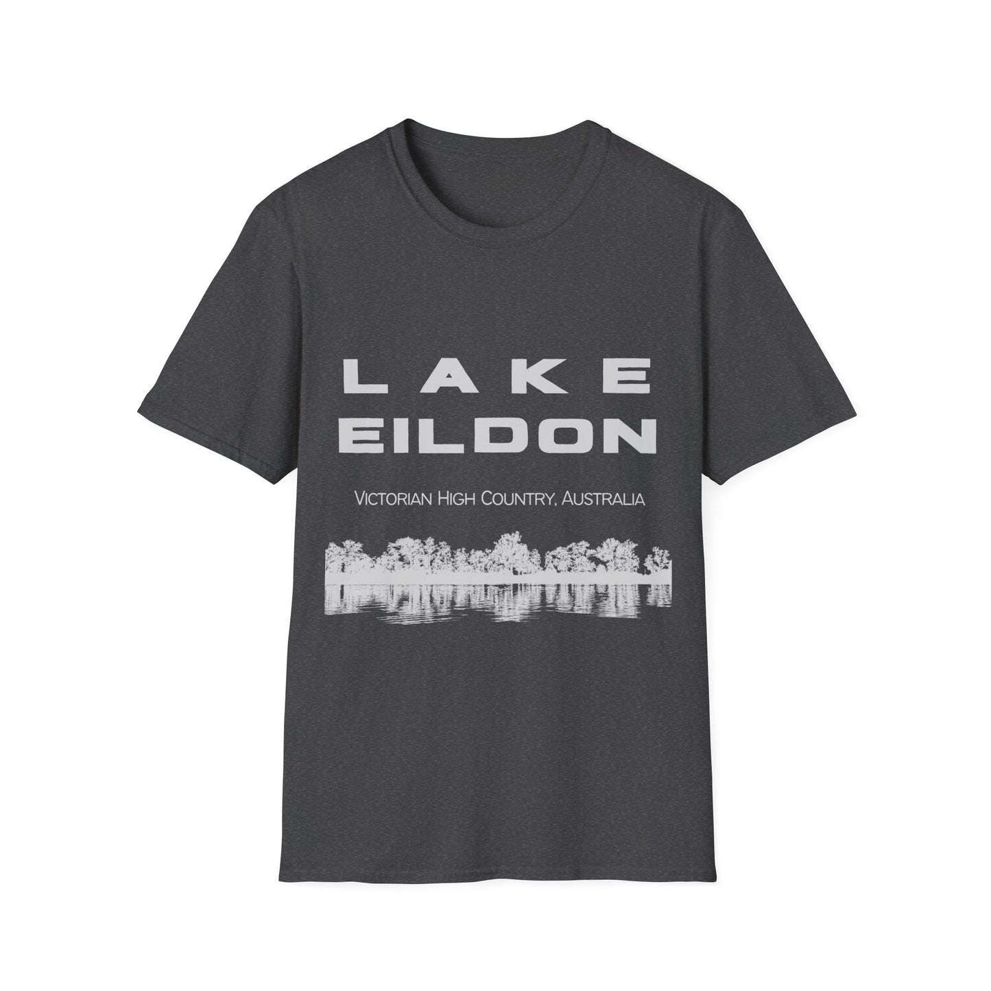 Lake Eildon Reflection T-Shirt, Grey on Dark Heather Grey