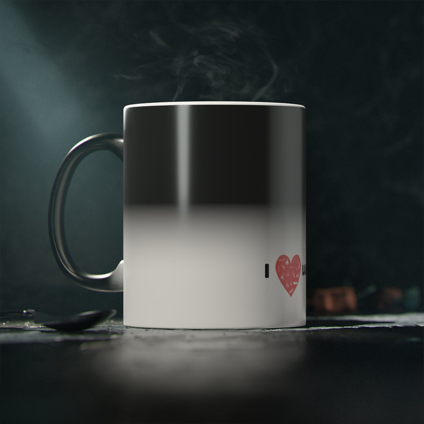 Lake Eildon coffee mug - reveals red heart as the mug heats up