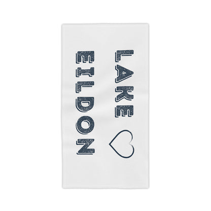 Lake Eildon Love, Beach Towel, Navy on White