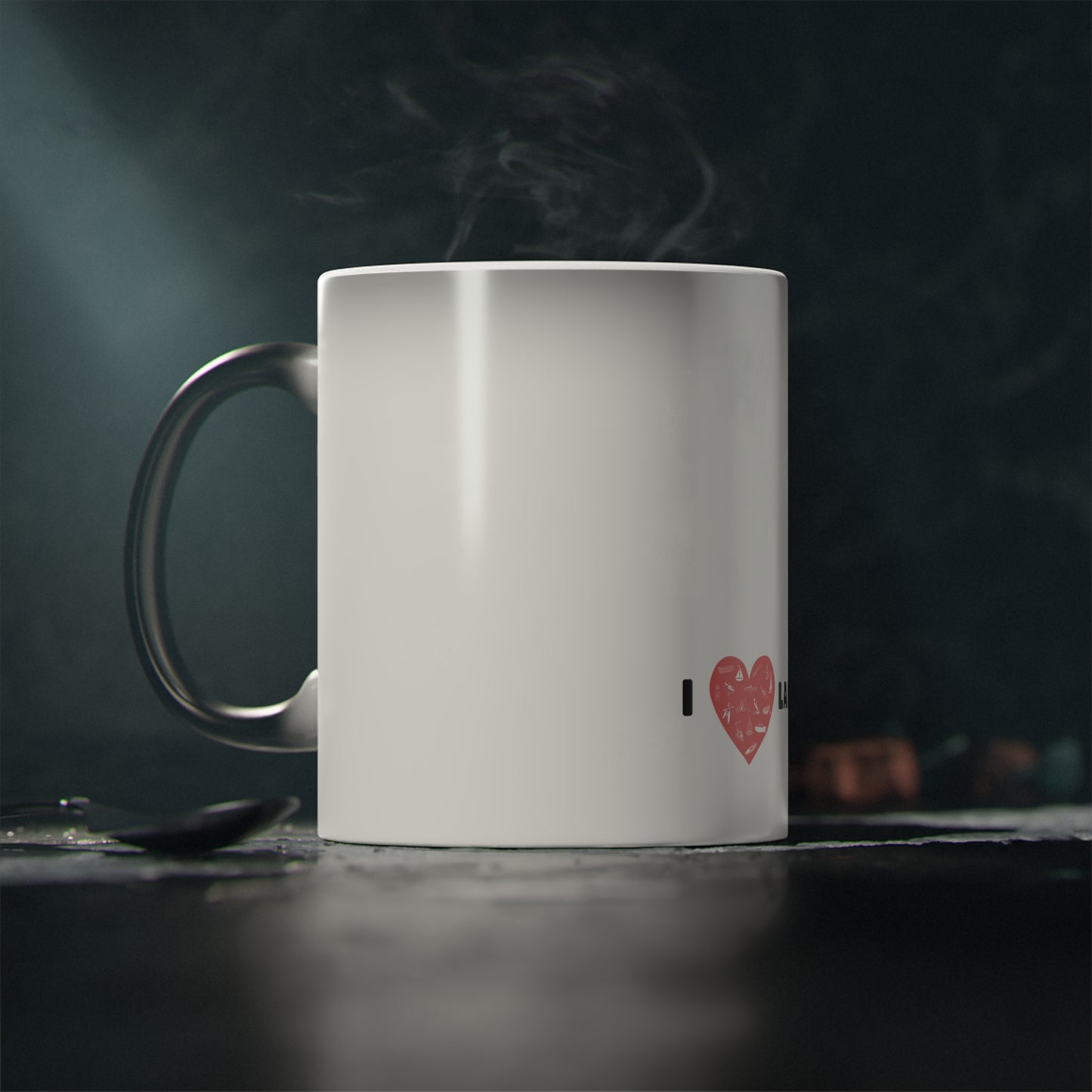 Lake Eildon coffee mug - reveals red heart as the mug heats up