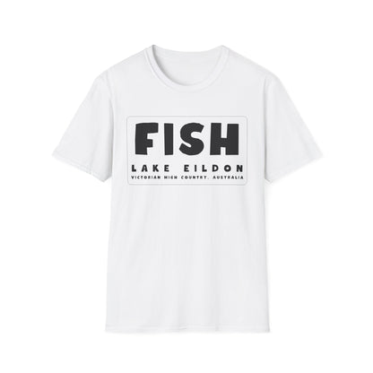 Lake Eildon Fish T-Shirt, Black Text on White