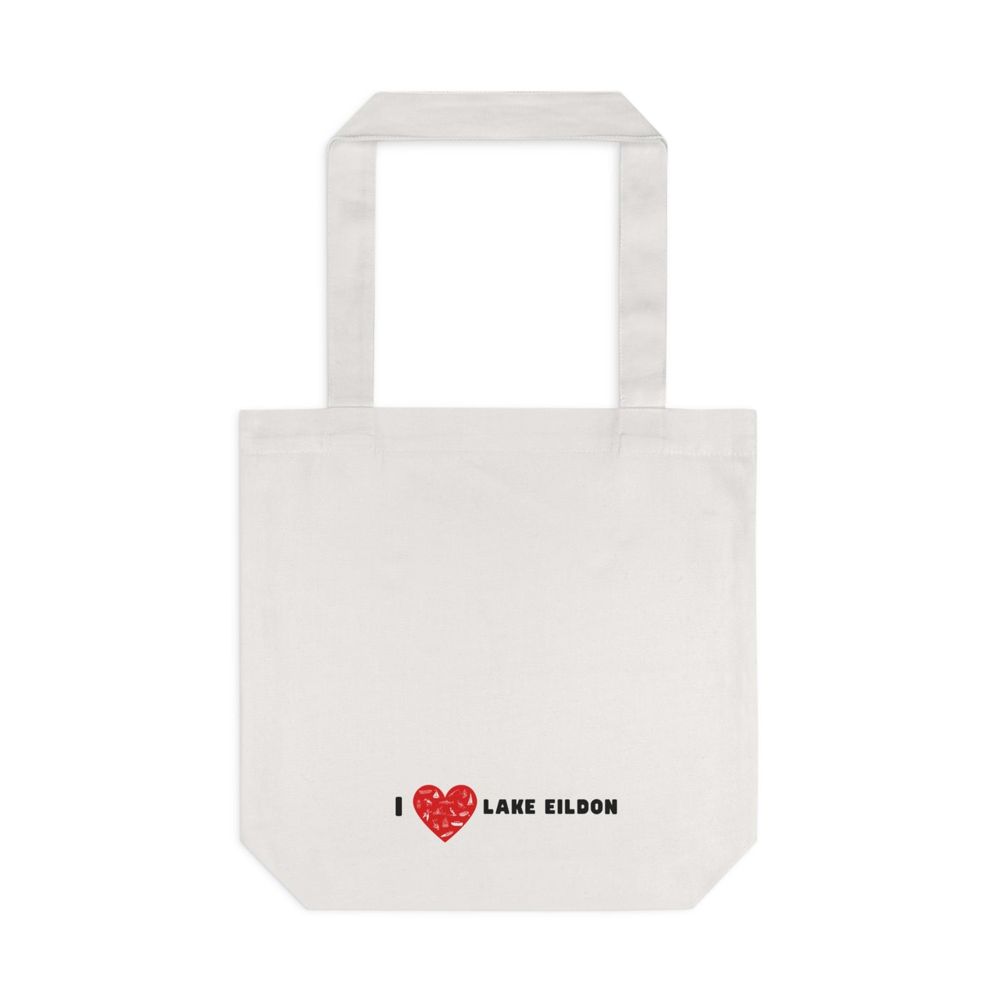 Lake Eildon Love, Cotton Tote Bag, Red Heart on Beige