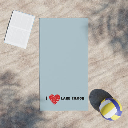 Lake Eildon Love, Beach Towel in Grey-Blue