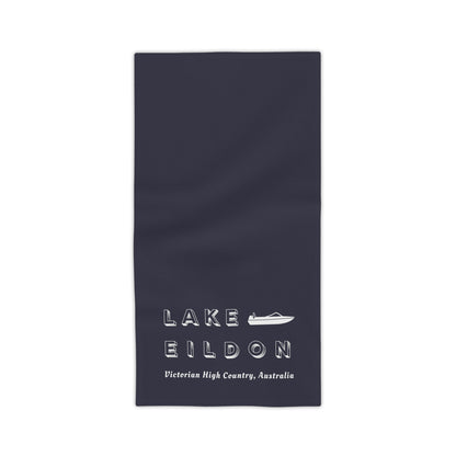 Lake Eildon Ski Boat Beach Towel in Dark Charcoal