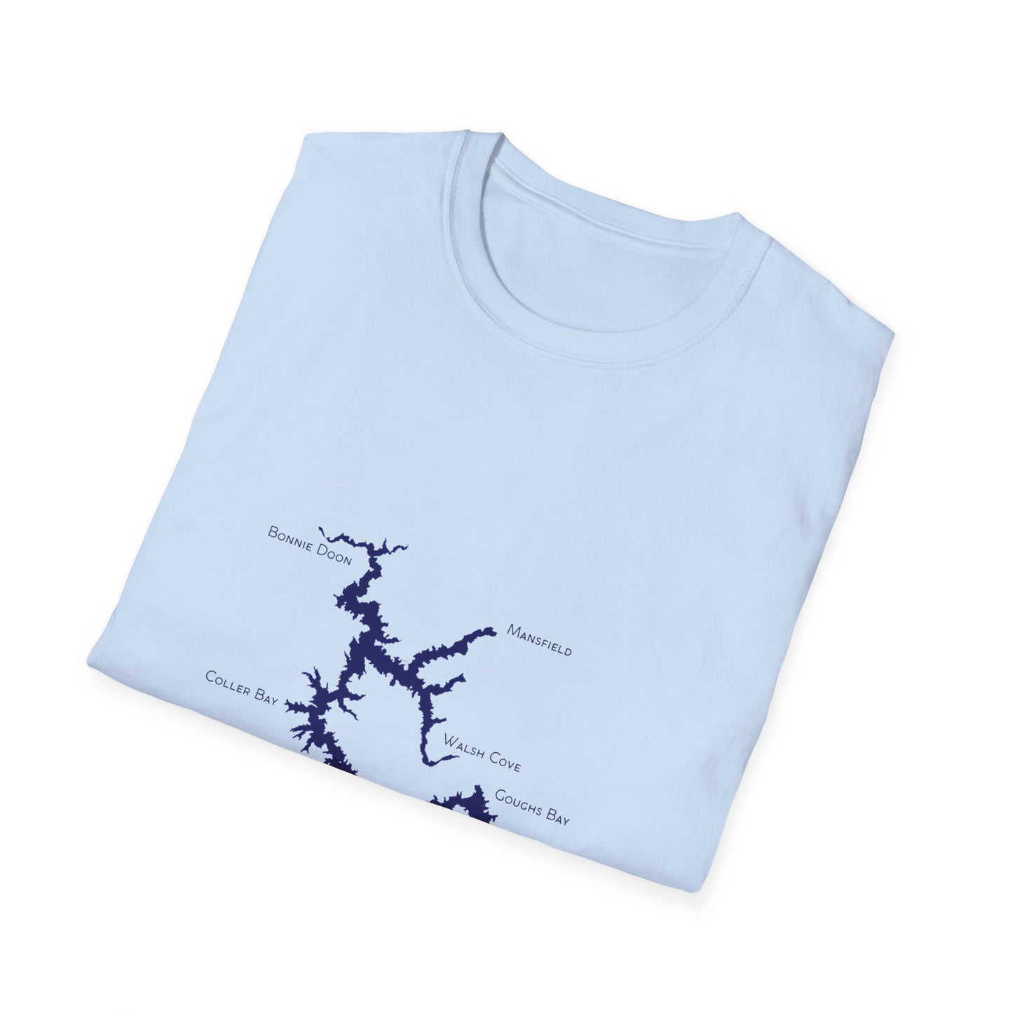 Lake Eildon Map T-Shirt in Light Blue