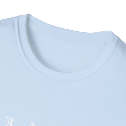 Lake Eildon Waterskiier T-Shirt, White on Light Blue