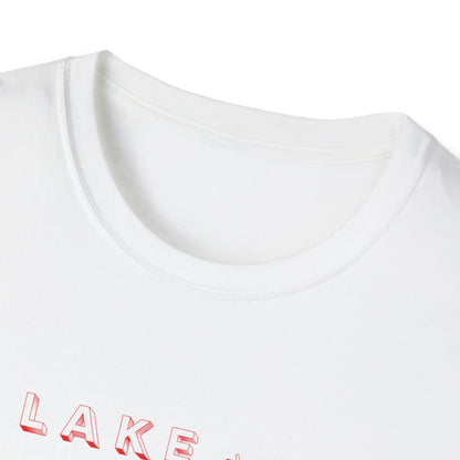 Lake Eildon Ski Boat T-Shirt, Red on White