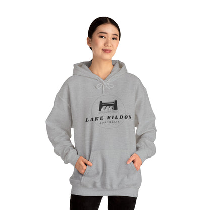 Lake Eildon Hoodie, Spillway in Black on Grey