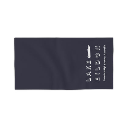 Lake Eildon Ski Boat Beach Towel in Dark Charcoal