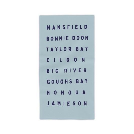 Lake Eildon Locations Beach Towel in Grey-Blue