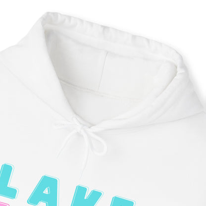 Lake Eildon Hoodie, Pastel Pink and Blue on White