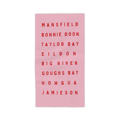 Lake Eildon Locations Beach Towel in Pink