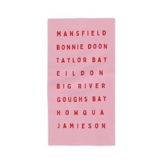 Lake Eildon Locations Beach Towel in Pink