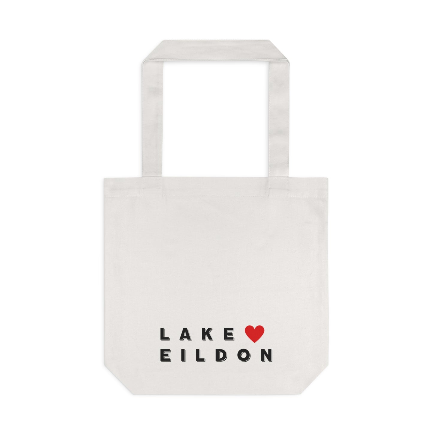 Lake Eildon Love, Cotton Tote Bag, Black on Beige