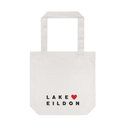 Lake Eildon Love, Cotton Tote Bag, Black on Beige