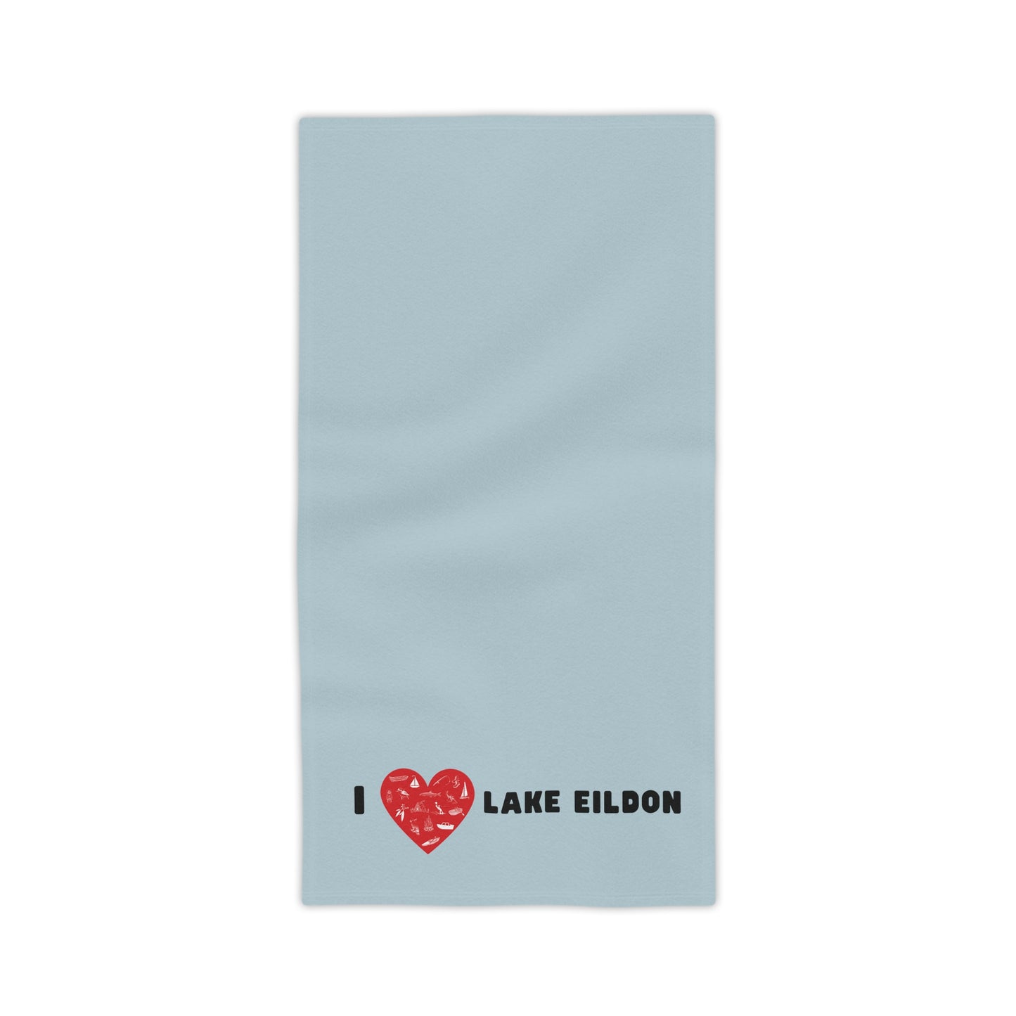 Lake Eildon Love, Beach Towel in Grey-Blue