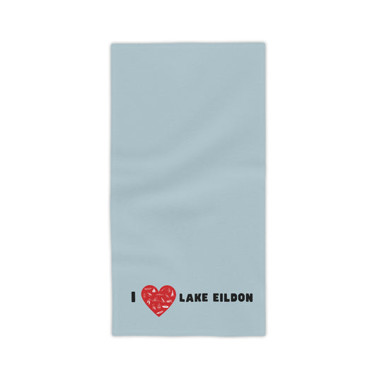 Lake Eildon Love, Beach Towel in Grey-Blue